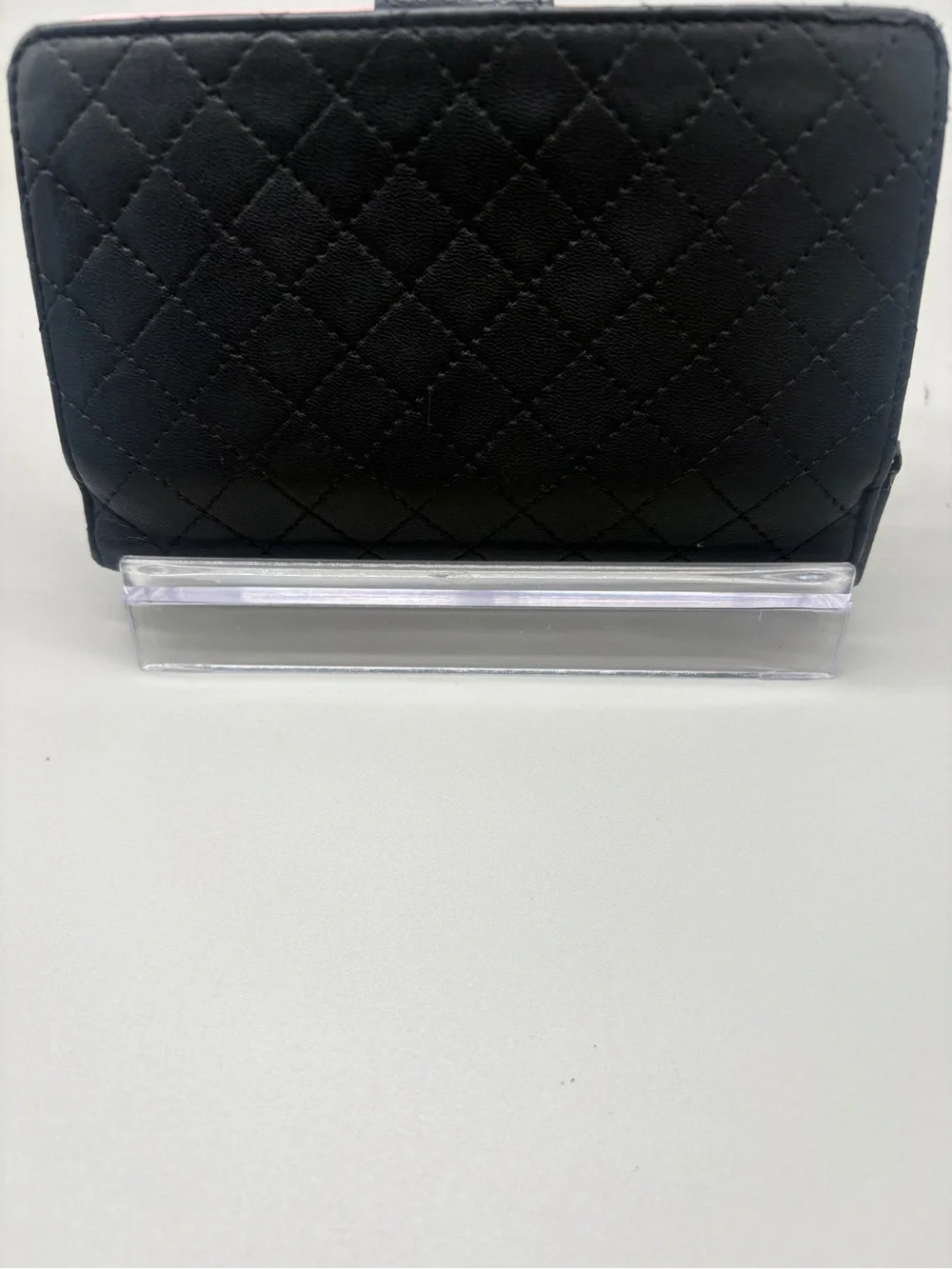 Chanel Black Quilted Leather Bifold Wallet Pink Interior With COA